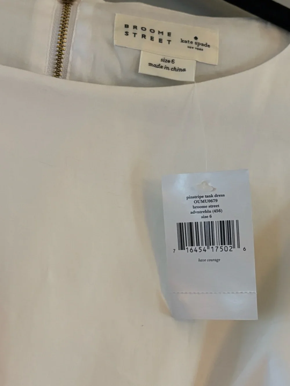 NWT Kate Spade Broome Street White Bodice Blue Pinstripe Skirt Sleeveless Dress - Picture 3 of 3